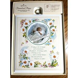 Vintage Hallmark Photo Baby Personalized Plaque White Wood Plaque Picture Insert